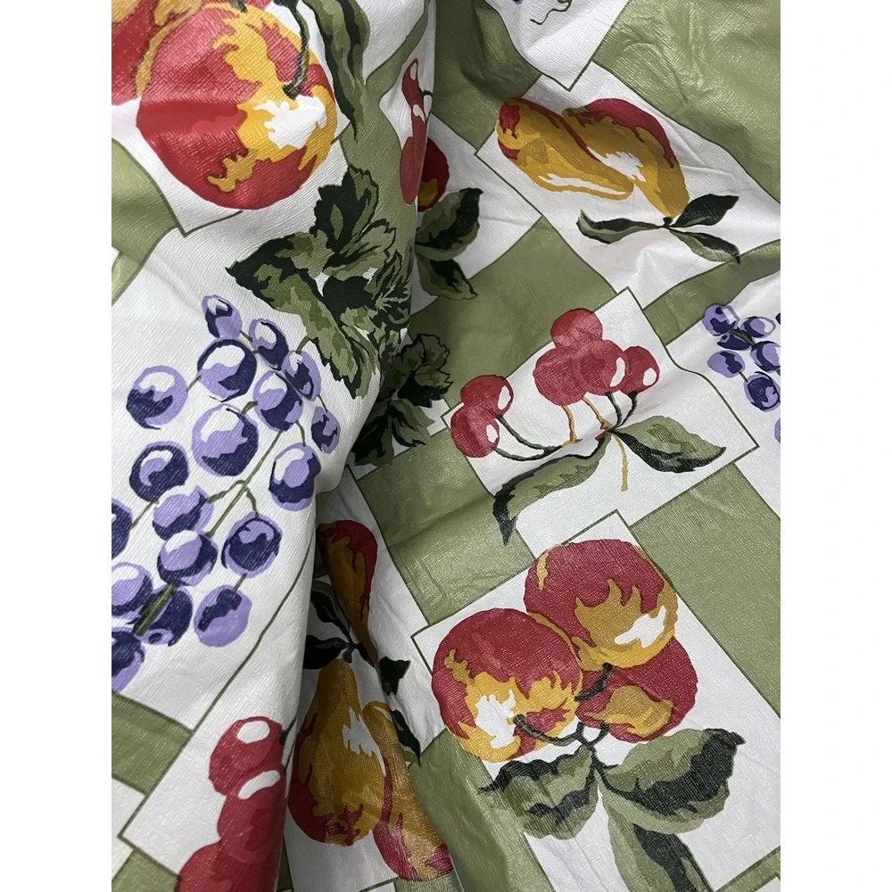 Vintage Vinyl Flannel Back Kitchen Tablecloth 52